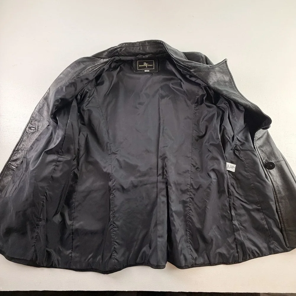 Vintage H&H Leather Black Blazer‎ Mens 42 Genuine Leather 90s Sport Coa